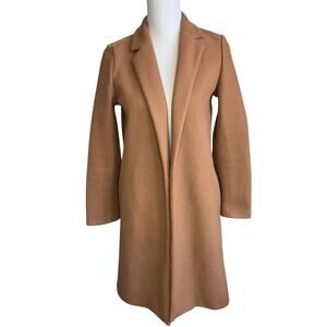 ZARA Lapel Collar Open Front Mid Weight trench Coat Camel neutral small heritage